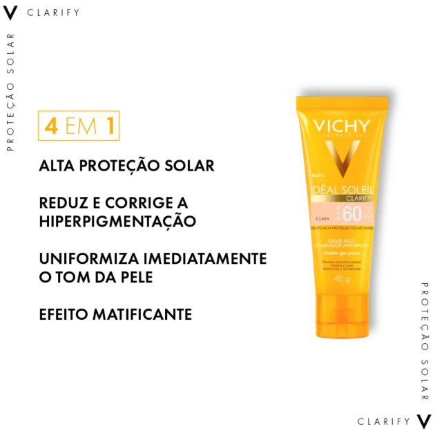 Protetor Solar Facial Vichy Idéal Soleil Clarify FPS 60 Clara 40g - Imagem 3