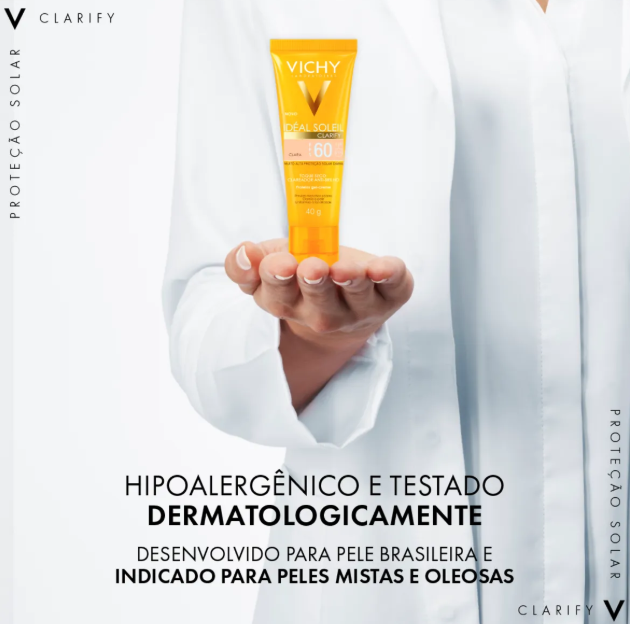 Protetor Solar Facial Vichy Idéal Soleil Clarify FPS 60 Clara 40g - Imagem 4